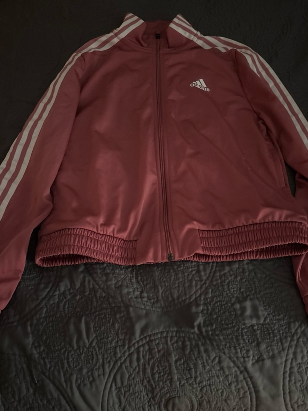 Adidas Dusty Pink Track Jacket with White 3-Stripes